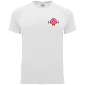 biała koszulka z nadrukiem DOnut WORKOUT