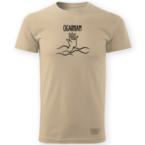 beżowa koszulka z nadrukiem ogarniam