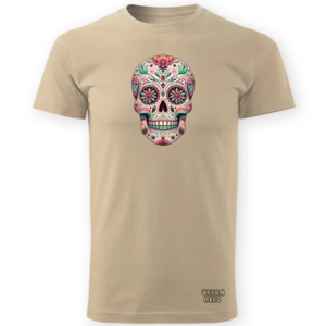 beżowa koszulka z meksykańską czaszką