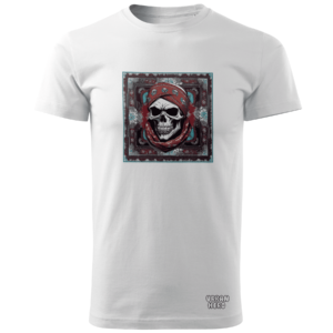 biała koszulka z nadrukiem bandana skull