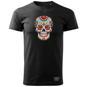 czarna koszulka z nadrukiem vivid colors skull