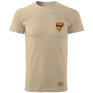 beżowa koszulka z nadrukiem pizzy