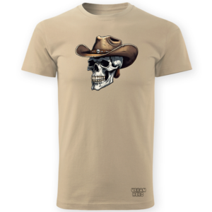 Beżowa koszulka z nadrukiem Cowboy Skull