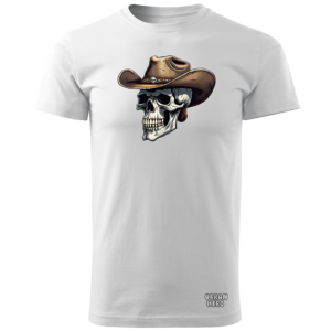 Biała koszulka z nadrukiem Cowboy Skull