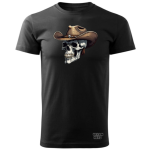 Czarna koszulka z nadrukiem Cowboy Skull