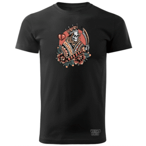 czarna koszulka z nadrukiem brave king