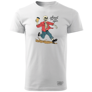 Biała koszulka bawełniana z nadrukiem Shieet I'm late