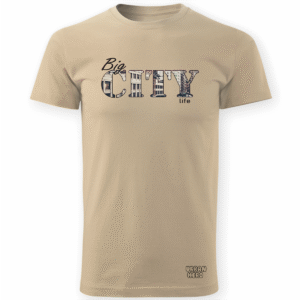 Beżowa koszulka bawełniana z nadrukiem big city life