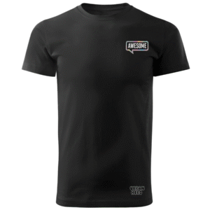 czarna koszulka bawełniana z nadrukiem awesome