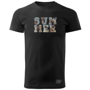 czarna koszulka bawełniana z nadrukiem summer