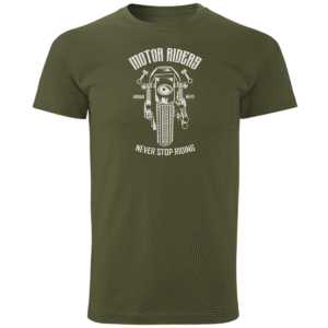 Khaki koszulka bawełniana z motywem Motor riders