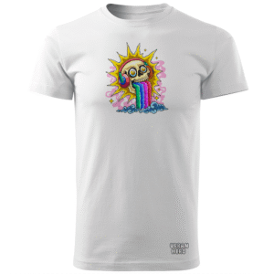 biała koszulka z nadrukiem Music rainbow