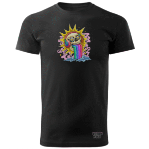 czarna koszulka z nadrukiem Music rainbow