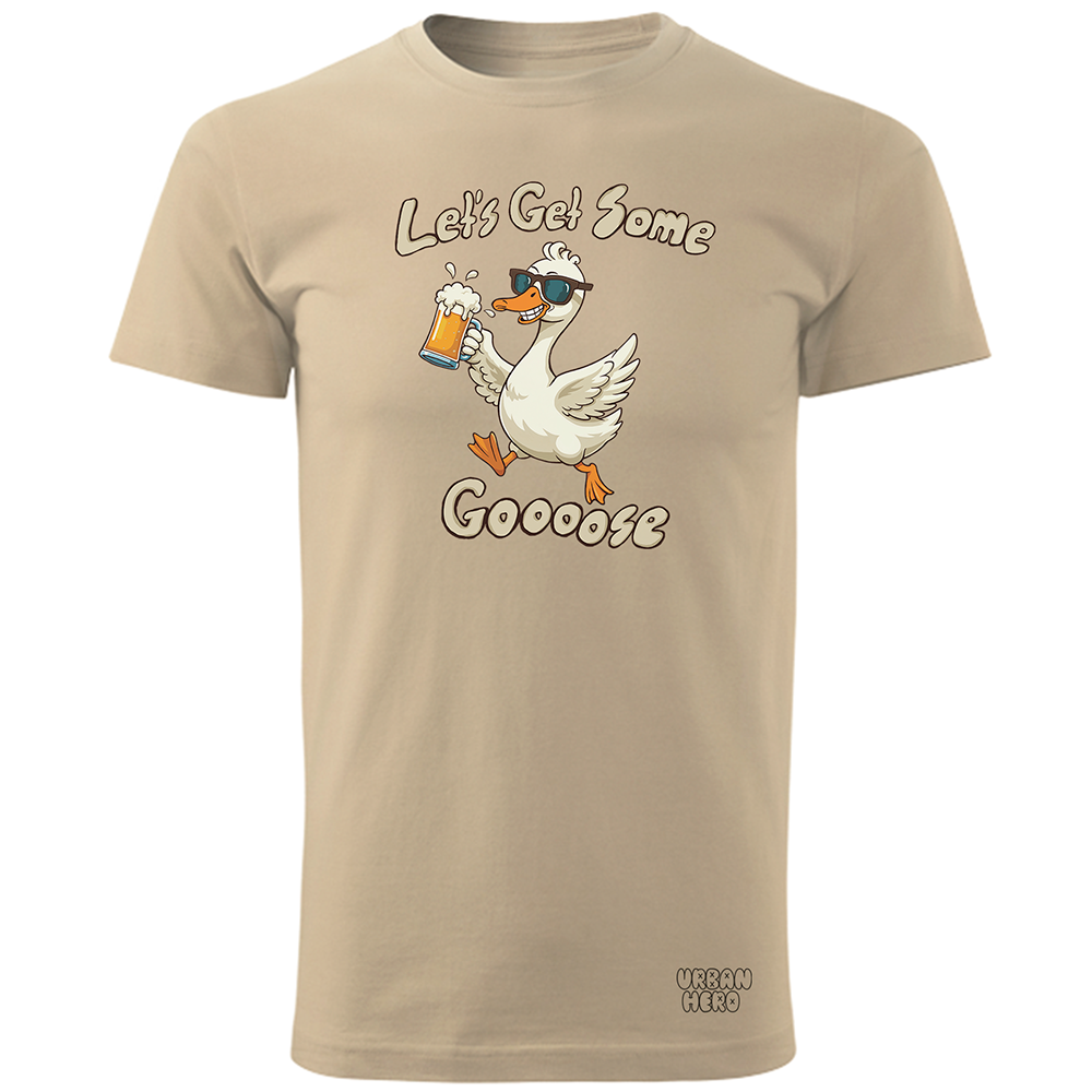 Beżowa koszulka bawełniana let's get some goose