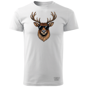 biała koszulka bawełniana z jeleniem