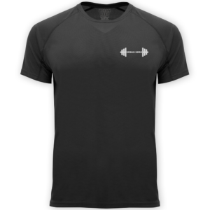 czarna koszulka sportowa ze sztangą