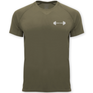 khaki koszulka sportowa ze sztangą